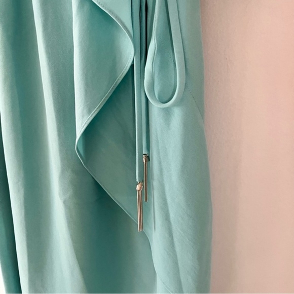 NWT Adrianna Papell Aruba Blue Gauzy Crepe Draped Front Dress - Picture 11 of 12